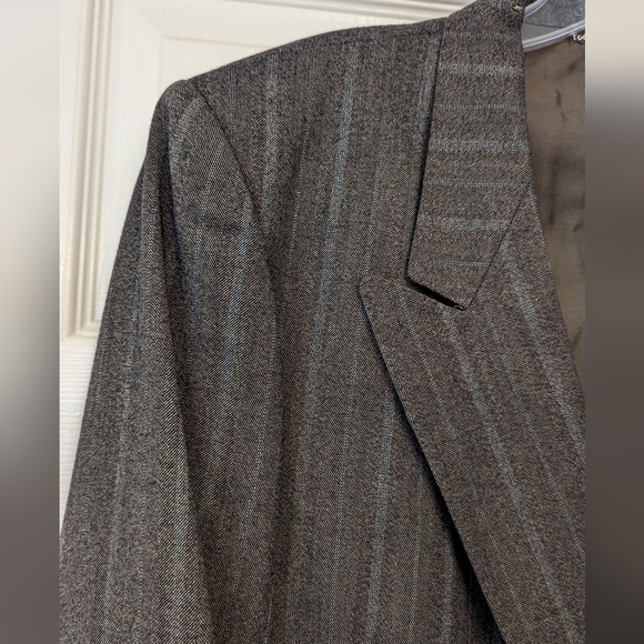 Fodera Bemberg gray striped double breasted wool Lana suit jacket blazer size 52 - Picture 3 of 14